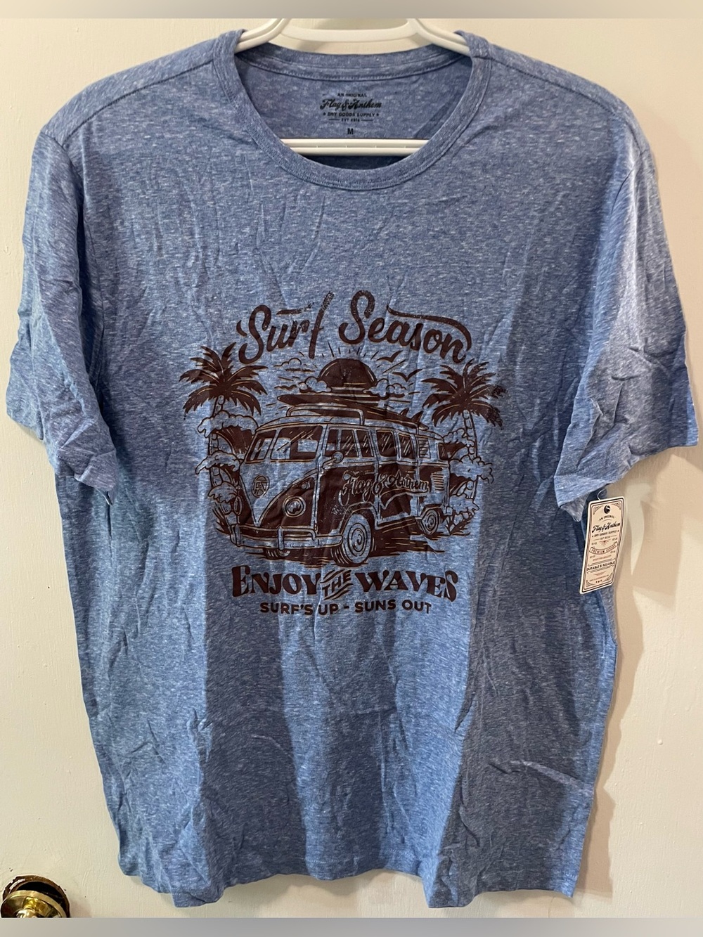 Flag & Anthem Men’s Blue Heather Short Sleeve T-Shirt Crew Neck Size Medium M